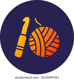 Knitting Glyph Circle Gradient Icon