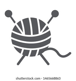 Knitting glyph icon, clew and sewing, yarn sign, vector graphics, a solid pattern on a white background, eps 10.