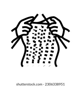 knitting hands knitting wool line icon vector. knitting hands knitting wool sign. isolated contour symbol black illustration