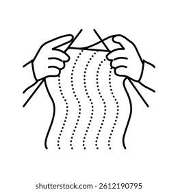 knitting hands knitting wool line icon vector. knitting hands knitting wool sign. isolated contour symbol black illustration