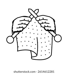 knitting hands knitting wool line icon vector. knitting hands knitting wool sign. isolated contour symbol black illustration