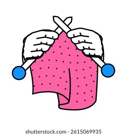 knitting hands knitting wool line icon vector. knitting hands knitting wool sign. isolated symbol illustration