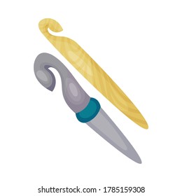 Ilustración de vectores de herramientas de accionamiento de ganchos o ganchos de crochet