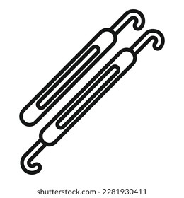 Vector de contorno de icono de gancho de punto. Cuchillo de lana. Tela de tela