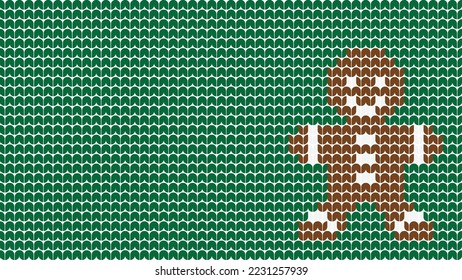 Knitting House Background Pattern border on Blue Background, Knitting Ethnic Pattern Border Merry Christmas and happy winter days vector poste