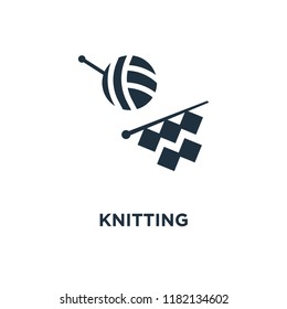 Knitting icon. Black filled vector illustration. Knitting symbol on white background. Can be used in web and mobile.