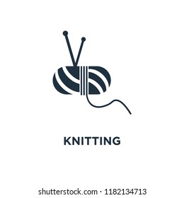 Knitting icon. Black filled vector illustration. Knitting symbol on white background. Can be used in web and mobile.