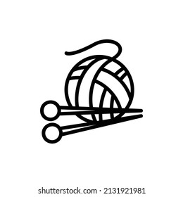  knitting icon, isolated hobby outline icon with white background, perfect for website, blog, logo, graphic design, social media, UI, mobile app, EPS 10 vector illustration