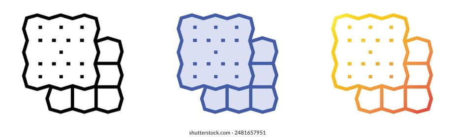 Stricksymbol. Lineares, blaues Füllungs- und Verlaufsstil-Design auf weißem Hintergrund