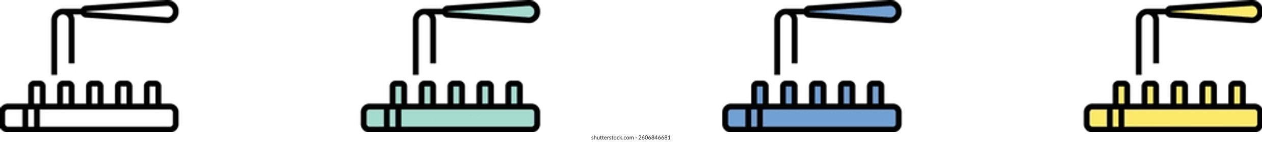 knitting icon. Outline, Green, Blue and Yellow Style Design Isolated On White Background