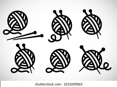 Knitting icon set vector