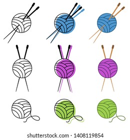 knitting icon set vector in different colors vector illustration