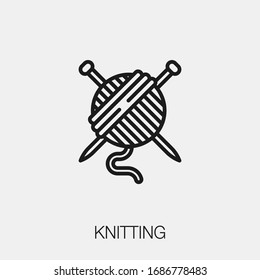 knitting icon vector. Linear style sign for mobile concept and web design. knitting symbol illustration. Pixel vector graphics - Vector.