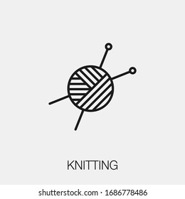 knitting icon vector. Linear style sign for mobile concept and web design. knitting symbol illustration. Pixel vector graphics - Vector.