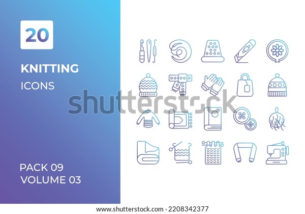 Knitting Icons Collection Set Vector Line Stock Vector (Royalty Free ...
