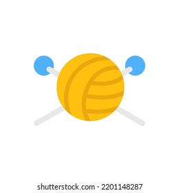 Knitting isometric icon. ball of knitting needles