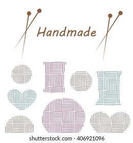Knitting items, sewing equipment and needlework elements vector