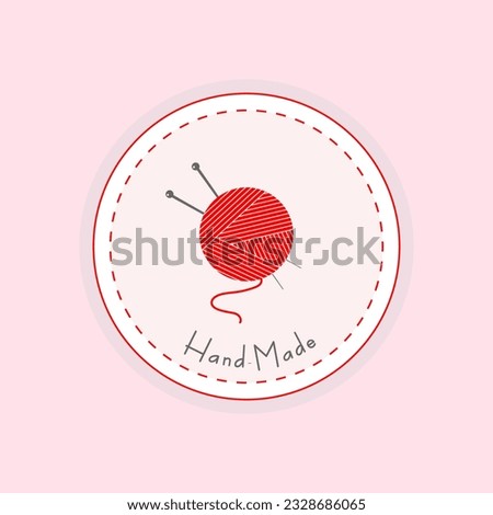 Knitting label with a text  Hand-made. Sticker  for store, products packaging. Creative trendy concept for business, knitting badges, labels and logos Stock photo © 