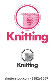 Knitting Labels And Logo Elements, Retro Symbols For Local Yarn Shop, Knit Club, Handmade Artist Or Knitwear Company