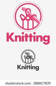 Knitting Labels And Logo Elements, Retro Symbols For Local Yarn Shop, Knit Club, Handmade Artist Or Knitwear Company