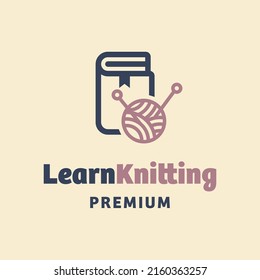 Knitting with learn logo design vector graphic symbol icon sign illustration creative idea