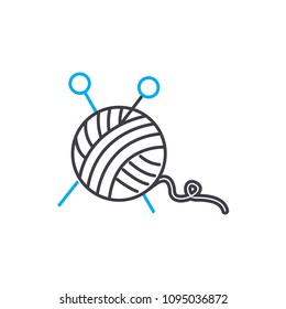 Knitting linear icon concept. Knitting line vector sign, symbol, illustration.