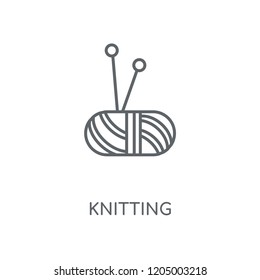 Knitting linear icon. Knitting concept stroke symbol design. Thin graphic elements vector illustration, outline pattern on a white background, eps 10.