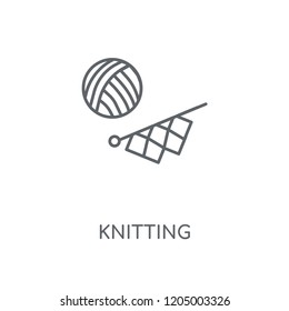 Knitting linear icon. Knitting concept stroke symbol design. Thin graphic elements vector illustration, outline pattern on a white background, eps 10.