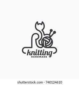 Knitting Logo Template Design. Vector Illustration.