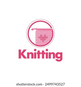 knitting logo template. Knit workshop, creative course, master class vector template logo, badge, sign, label. Vector illustration