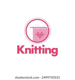 knitting logo template. Knit workshop, creative course, master class vector template logo, badge, sign, label. Vector illustration