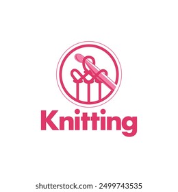 knitting logo template. Knit workshop, creative course, master class vector template logo, badge, sign, label. Vector illustration