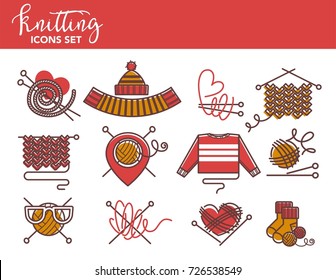 Knitting logo templates of knitted clothing or yarn knitwear
