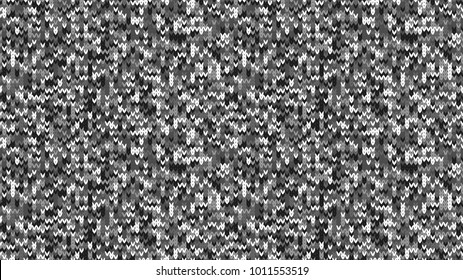 Knitting Melange Texture. Winter Sweater Holiday Design. Knit Background with Empty Space for Text. Vector Knitting Camouflage Pattern