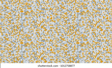 Knitting Melange Texture. Winter Sweater Holiday Design. Knit Background with Empty Space for Text. Vector Knitting Camouflage Pattern