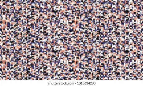 Knitting Melange Texture. Winter Sweater Holiday Design. Knit Background with Empty Space for Text. Vector Knitting Camouflage Pattern