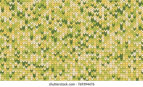 Knitting Melange Texture. Winter Sweater Holiday Design. Knit Background with Empty Space for Text. Vector Knitting Camouflage Pattern