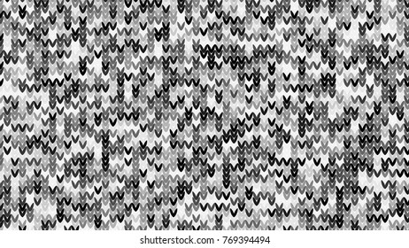 Knitting Melange Texture. Winter Sweater Holiday Design. Knit Background with Empty Space for Text. Vector Knitting Camouflage Pattern