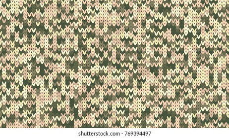 Knitting Melange Texture. Winter Sweater Holiday Design. Knit Background with Empty Space for Text. Vector Knitting Camouflage Pattern