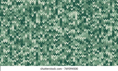 Knitting Melange Texture. Winter Sweater Holiday Design. Knit Background with Empty Space for Text. Vector Knitting Camouflage Pattern