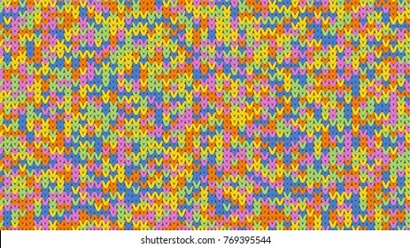 Knitting Melange Texture. Winter Sweater Holiday Design. Knit Background with Empty Space for Text. Vector Knitting Camouflage Pattern
