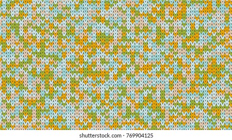 Knitting Melange Texture. Winter Sweater Holiday Design. Knit Background with Empty Space for Text. Vector Knitting Camouflage Pattern