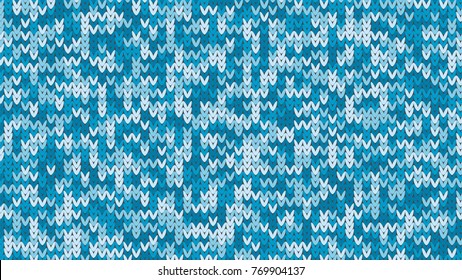 Knitting Melange Texture. Winter Sweater Holiday Design. Knit Background with Empty Space for Text. Vector Knitting Camouflage Pattern