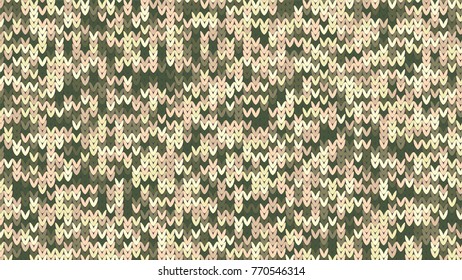 Knitting Melange Texture. Winter Sweater Holiday Design. Knit Background with Empty Space for Text. Vector Knitting Camouflage Pattern