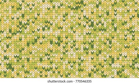 Knitting Melange Texture. Winter Sweater Holiday Design. Knit Background with Empty Space for Text. Vector Knitting Camouflage Pattern