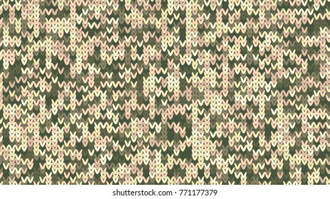 Knitting Melange Texture. Winter Sweater Holiday Design. Knit Background with Empty Space for Text. Vector Knitting Camouflage Pattern