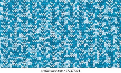 Knitting Melange Texture. Winter Sweater Holiday Design. Knit Background with Empty Space for Text. Vector Knitting Camouflage Pattern