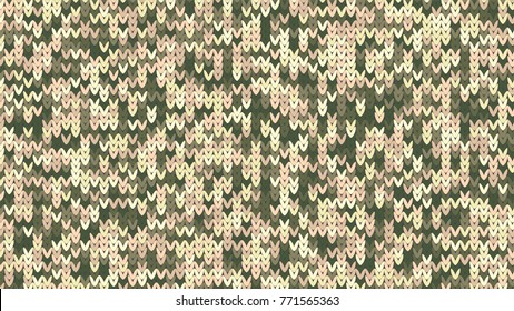 Knitting Melange Texture. Winter Sweater Holiday Design. Knit Background with Empty Space for Text. Vector Knitting Camouflage Pattern