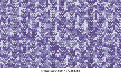 Knitting Melange Texture. Winter Sweater Holiday Design. Knit Background with Empty Space for Text. Vector Knitting Camouflage Pattern