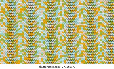 Knitting Melange Texture. Winter Sweater Holiday Design. Knit Background with Empty Space for Text. Vector Knitting Camouflage Pattern